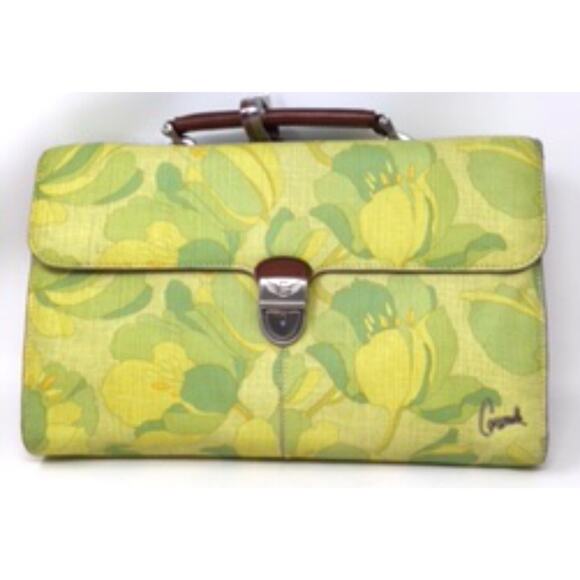 Consuela Handbags - Consuela Live In Color Chartreuse Vintage Satchel Handbag Briefcase Style Bag